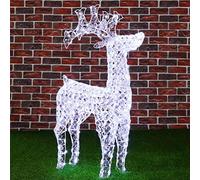 Renna Natalizia Luminosa 3D in Cristalli Acrilici 200 LED Bianco Freddo H. 90 cm