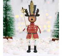 BAKAJI Renna Soldatino Natalizio Figura in Metallo, Soldato Decorazione Addobbo di Natale per Interni, Decorazioni Natalizie Premium, Ideale per Ingresso, Mensole, Addobbo, Ornamento, Altezza 44 cm