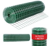 Rete Recinzione Verde Metallica Elettrosaldata 1 x 25 mt Maglia 50x75mm Zincata