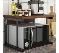 BAKAJI Scaffalatura Mobile Scaffale Porta Microonde Struttura in Metallo con Ripiano in Legno MDF Organizer Mensola Porta Utensili Strumenti Cucina Design Moderno Dimensione 54 x 35 x 35 cm