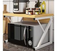 Scaffale Mensola Cucina Mobiletto Porta Microonde Ripiano Metallo Legno Beige