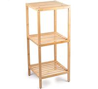 BAKAJI Scaffale da Bagno Portaoggetti in Legno Bambù, Mensole a Colonna Multiuso, Organizer Libreria Cucina, Garage, Giardino, Libreria Colore Naturale, Interni ed Esterni (3 Ripiani)
