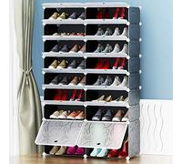 BAKAJI Scarpiera Modulare 16 Cubi Salvaspazio Mobile Porta Scarpe Componibile Modulabile Capacità 32 Paia Storage Organizer Portatile Ingresso Casa Design Moderno Dimensione 95 x 37 x 160 cm