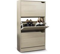 Scarpiera 3 Ante Ripiani Doppia Profondità Porta Scarpe Colore Olmo 63x24x115cm