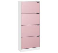 Scarpiera 4 Ante Ripiani Doppia Profondità Porta Scarpe Rosa e Bianco 63x24x150c