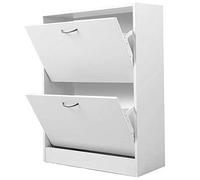 BAKAJI Scarpiera Portascarpe In Legno Melaminico Con 2 Ante a Ribalta E Doppia Profondita' Dimensioni 60x24x83,5cm (Bianco)