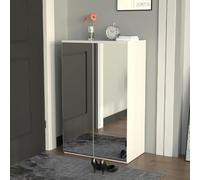 BAKAJI Scarpiera Salvaspazio 2 Ante e 6 Ripiani Porta Scarpe, Armadio Portatutto in Legno Multiuso, Armadietto con Anta Apribile, per Ingresso, Camera da Letto, Bagno, 60 x 32 x 95 cm (Con Specchio)