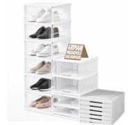 BAKAJI Scarpiera Salvaspazio Pieghevole Slim 6 Ripiani da Interno, Organizer Trasparente Portascarpe Compatto e Funzionale, Porta Scarpe Richiudibile Impilabile, Ideale Camera da Letto, Ingresso