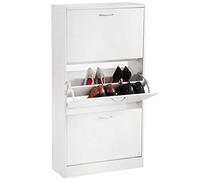 BAKAJI Scarpiera Salvaspazio Slim Portascarpe in Legno MDF Finitura Melammina con 3 Ante Porta Scarpe a Ribalta e Doppia Profondita' Dimensioni 63 x 24 x 120 cm Colore Bianco