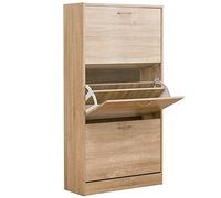BAKAJI Scarpiera Salvaspazio Slim Portascarpe in Legno Melaminico con 3 Ante a Ribalta e Doppia Profondita' Dimensioni 60 x 24 x 120 cm Rovere