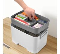 BAKAJI Scatola Portaoggetti Multiuso per Medicinali, Organizer Medico Portatile Pronto Soccorso, Valigetta Medica Multifunzione con Scomparti, Contenitore Ideale Medicina, Arti e Bricolage, Cucito