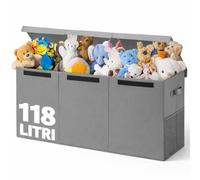 BAKAJI Scatole Portagiochi per Bambini, Scatola Portaoggetti con Coperchio e 3 S