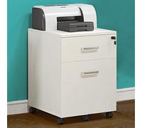 BAKAJI Schedario da Ufficio con 2 Cassetti Serratura con 2 Chiavi, Cassettiera per Scrivania Mobiletto di Legno, Archivio Portadocumenti Salvaspazio, 5 Ruote Mobili Antiribaltamento, 40 x 45 x 55,6 cm