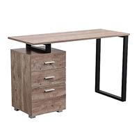 BAKAJI Scrivania con Cassettiera 3 Cassetti Tavolo da Lavoro Porta Pc Computer in Legno con Struttura in Acciaio Design Moderno 120 x 50 x 75 cm Arredamento Casa Ufficio Cameretta (Quercia)