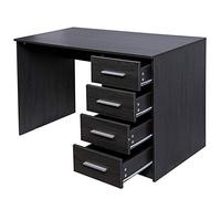 BAKAJI Scrivania con Cassettiera 4 Cassetti Tavolo da Lavoro Porta Pc Computer in Legno MDF Arredamento Casa Ufficio Cameretta Design Moderno Dimensione 110 x 56 x 73 cm (Grigio)