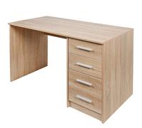BAKAJI Scrivania con Cassettiera 4 Cassetti Tavolo da Lavoro Porta Pc Computer in Legno MDF Arredamento Casa Ufficio Cameretta Design Moderno Dimensione 110 x 56 x 73 cm (Quercia)