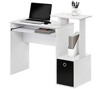 Scrivania con Cassetto in Tessuto Tavolo Porta PC Computer con Mensola Bianco