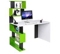 Scrivania Libreria 7 Ripiani Tavolo Porta Pc Computer Legno Casa Ufficio Verde