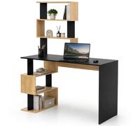 BAKAJI Scrivania con Doppia Libreria 7 Ripiani Tavolo da Lavoro Porta Pc Computer Struttura e Piano in Legno MDF Arredamento Casa Ufficio Cameretta Design Moderno 120 x 60 x 148 cm (Nero e Quercia)