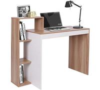 BAKAJI Scrivania con Libreria 4 Ripiani Tavolo da Lavoro Porta Pc Computer Struttura e Piano in Legno MDF Arredamento Casa Ufficio Cameretta Dimensioni 110 x 90 x 40 cm (Noce)