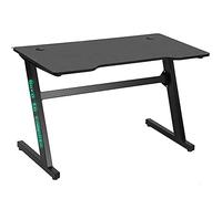 BAKAJI Scrivania Gaming Porta Pc Computer Con Luci LED RGB Cambio Colore Struttura Metallo Piano Legno Texture Fibra di Carbonio con Tappetino Mouse MousePad Incluso 120x60x73cm Gioco Online