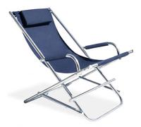 BAKAJI Sedia a Sdraio Dondolino Pieghevole In Alluminio e Textilene 97 x 60 x 75cm Per Spiaggia Giardino Esterno tubolari 25 mm (Blu)