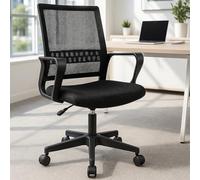 BAKAJI Sedia da Scrivania Girevole con Altezza Regolabile, Poltrona Base Nylon, 4 Ruote Piroettanti, Seduta Traspirante Antisudore, Alzata a Gas, Ideale per Casa, Ufficio, Imbottitura Schiuma (Nero)