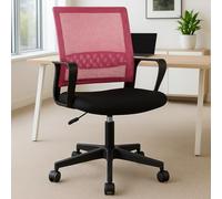 BAKAJI Sedia da Scrivania Girevole con Altezza Regolabile, Poltrona Base Nylon, 4 Ruote Piroettanti, Seduta Traspirante Antisudore, Alzata a Gas, Ideale per Casa, Ufficio, Imbottitura Schiuma (Rosa)