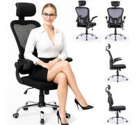 BAKAJI - Sedia Da Ufficio Ergonomica Con Schienale Alto E Poggiatesta Braccioli 3d Nero - SPEDIZIONE GRATUITA