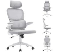 Bakaji Sedia da Ufficio Ergonomica – Supporto lombare, poggiatesta, regolabile – Grigio Chiaro