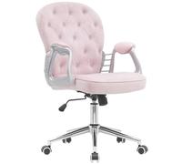 BAKAJI Sedia da Ufficio in Velluto con Imbottitura Extra Morbida e Trama Shabby Chic, Poltrona da Scrivania Arredo Studio Ergonomica con Regolazione Altezza a Gas 95-105 cm (Rosa)