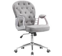 BAKAJI Sedia da Ufficio in Velluto con Imbottitura Extra Morbida e Trama Shabby Chic, Poltrona da Scrivania Arredo Studio Ergonomica con Regolazione Altezza a Gas 95-105 cm (Grigio)