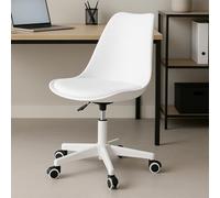 BAKAJI Sedia da Ufficio Scrivania Ergonomica Design Moderno con Altezza Regolabile e Cuscino Imbottito ad Alta Densità, Seduta Girevole con Ruote Piroettanti, Ideale per Casa, Studio (Bianco)