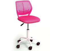 BAKAJI Sedia Da Ufficio Scrivania Girevole Con Schienale Ergonomico, Base Bianca e Altezza Regolabile Con Ruote, Poltrona Ergonomica Ideale per Ufficio, Cameretta, Studio (Rosa)