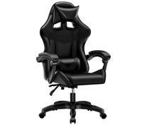 BAKAJI Sedia Gaming Poltrona da Ufficio Direzionale Ruote Girevole Sportiva Racer Direzionale Office Racing Presidenziale Casa Studio Sedia Da Scrivania Altezza Regolabile (Total Black)