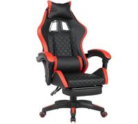 BAKAJI Sedia Gaming Poltrona da Ufficio Direzionale Ruote Girevole Sportiva Racer Direzionale Office Racing Presidenziale Casa Studio Sedia Da Scrivania Altezza Regolabile (Rosso con Poggiapiedi)