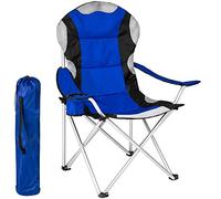 BAKAJI Sedia Pieghevole Da Campeggio Imbottita Con Borsa Camping Sedia Mare Spiaggia Pesca Da Esterno In Acciaio e Poliestere Con Vano Porta Bibite e Smartphone (Blu)