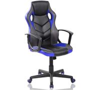 BAKAJI Sedia Poltrona Gaming Scrivana Ufficio Casa in Ecopelle Schienale Reclinabile Rotazione 360 Gradi Direzionale Altezza Regolabile Base 5 Ruote (Blu)