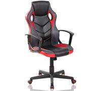 BAKAJI Sedia Poltrona Gaming Scrivana Ufficio Casa in Ecopelle Schienale Reclinabile Rotazione 360 Gradi Direzionale Altezza Regolabile Base 5 Ruote (Rosso)