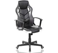 BAKAJI Sedia Poltrona Gaming Scrivana Ufficio Casa in Ecopelle Schienale Reclinabile Rotazione 360 Gradi Direzionale Altezza Regolabile Base 5 Ruote (Bianco)