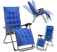 BAKAJI Sedia Poltrona Giardino Con Cuscino Gravita Zero Pieghevole Acciaio Oxford Relax Salvaspazio Tubolari Acciaio Reclinabile Tessuto in Oxford, Mare Spiaggia Piscina Arredo Esterno Blu