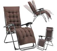 BAKAJI Sedia Poltrona Giardino Con Cuscino Gravita Zero Pieghevole Acciaio Salvaspazio Tubolari Acciaio Reclinabile Tessuto in Oxford, Mare Spiaggia Piscina Arredo Esterno (Marrone con Cuscino)