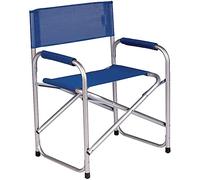 BAKAJI Sedia Regista da Esterno Pieghevole Struttura in Alluminio Seduta in Tessuto Textilene Poltrona 2 Braccioli per Spiaggia Campeggio Campeggio Giardino 56 x 46 x 80 cm (Blu)