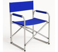BAKAJI Sedia Regista Pieghevole Modello Elite Struttura in Alluminio e Tessuto textilene Spiaggia Campeggio Blu (Blu)