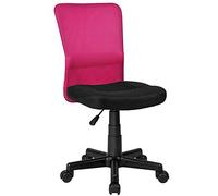 BAKAJI Sedia Scrivania Ufficio Cameretta Girevole in Tessuto Rete Altezza Regolabile con Ruote (Nero Fuxia)