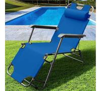 Sedia da Giardino Poltrona Relax Pieghevole Gravita Zero Acciaio Oxford Blu