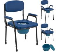 BAKAJI Sedia WC Pieghevole e Leggera con Vaso Rimovibile e Altezza Regolabile per Anziani, Disabili, Persone con Mobilità Ridotta, Water Seduta Salvaspazio con Base Antiscivolo 57 x 49 x 84-99,5 cm