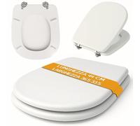 BAKAJI Sedile WC Copriwater Cesame Aretusa Compatibile come Originale, Cerniere Regolabili in Acciaio Cromato, Struttura in Legno Laccato Ergonomico e Funzionale Bianco, Seduta Toilet Montaggio Rapido