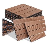 BAKAJI Set 11 Pezzi Piastrelle in WPC da Giardino con Sistema di Drenaggio Acqua, Pavimento Piastrella Resistente Agli Agenti Atmosferici Ideale per Esterno, Patio, Balcone, Terrazzo (Terracotta)