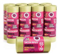 BAKAJI Set 150 Sacchetti per Spazzatura Grandi, Sacchi Immondizia in Plastica Riciclata Resistente, Busta Capacità per Sacchetto 40 Litri, Buste Resistenti alle Intemperie (Ambra 55 x 70 cm)